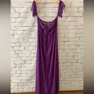 Beautiful Purple Lace Maternity Dress Floor Length